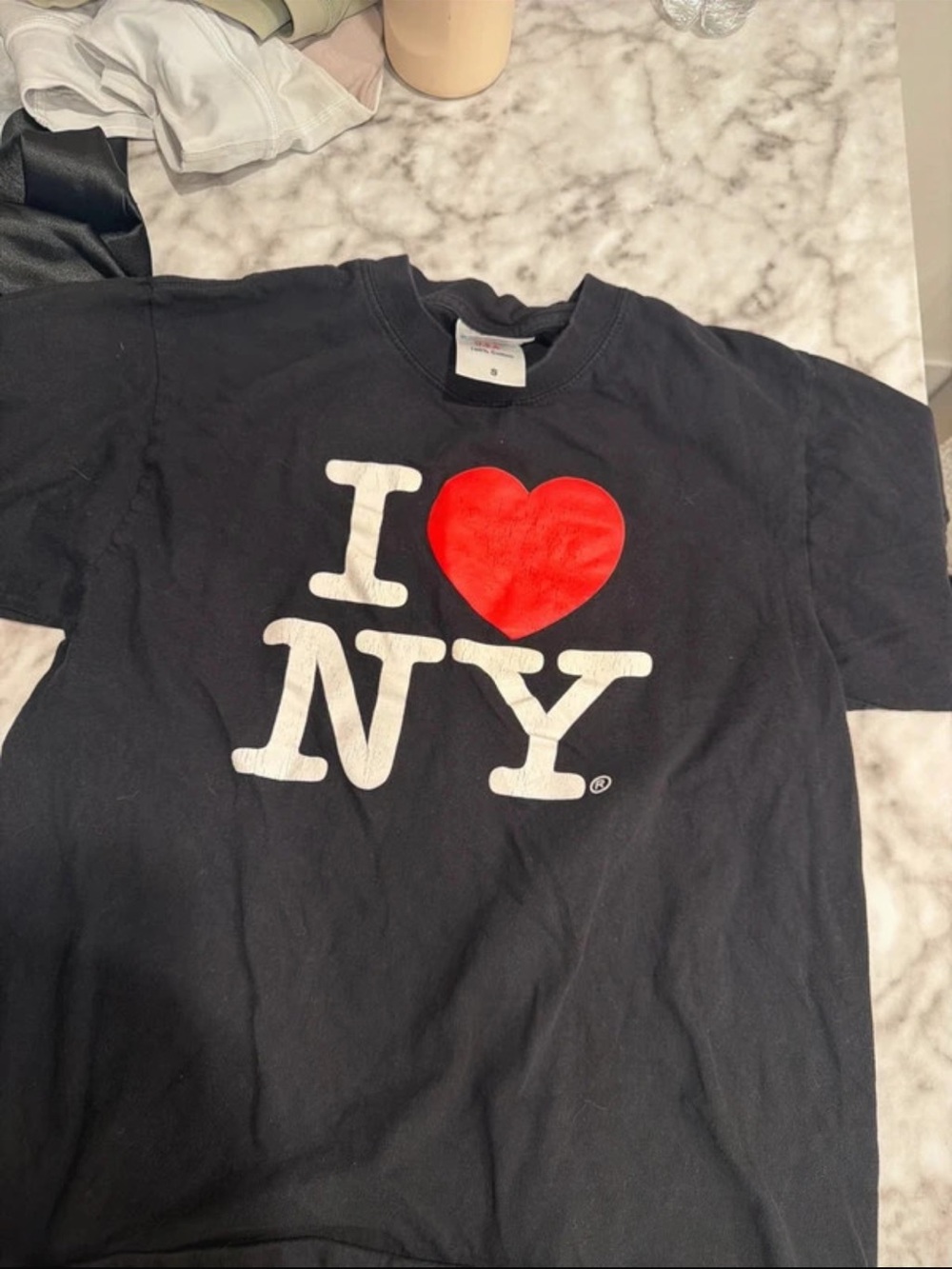 I Heart NY Black T‑Shirt with Red Heart Graphic